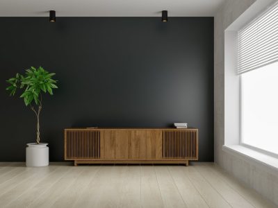 Interior of modern living room with chair 3 D rendering